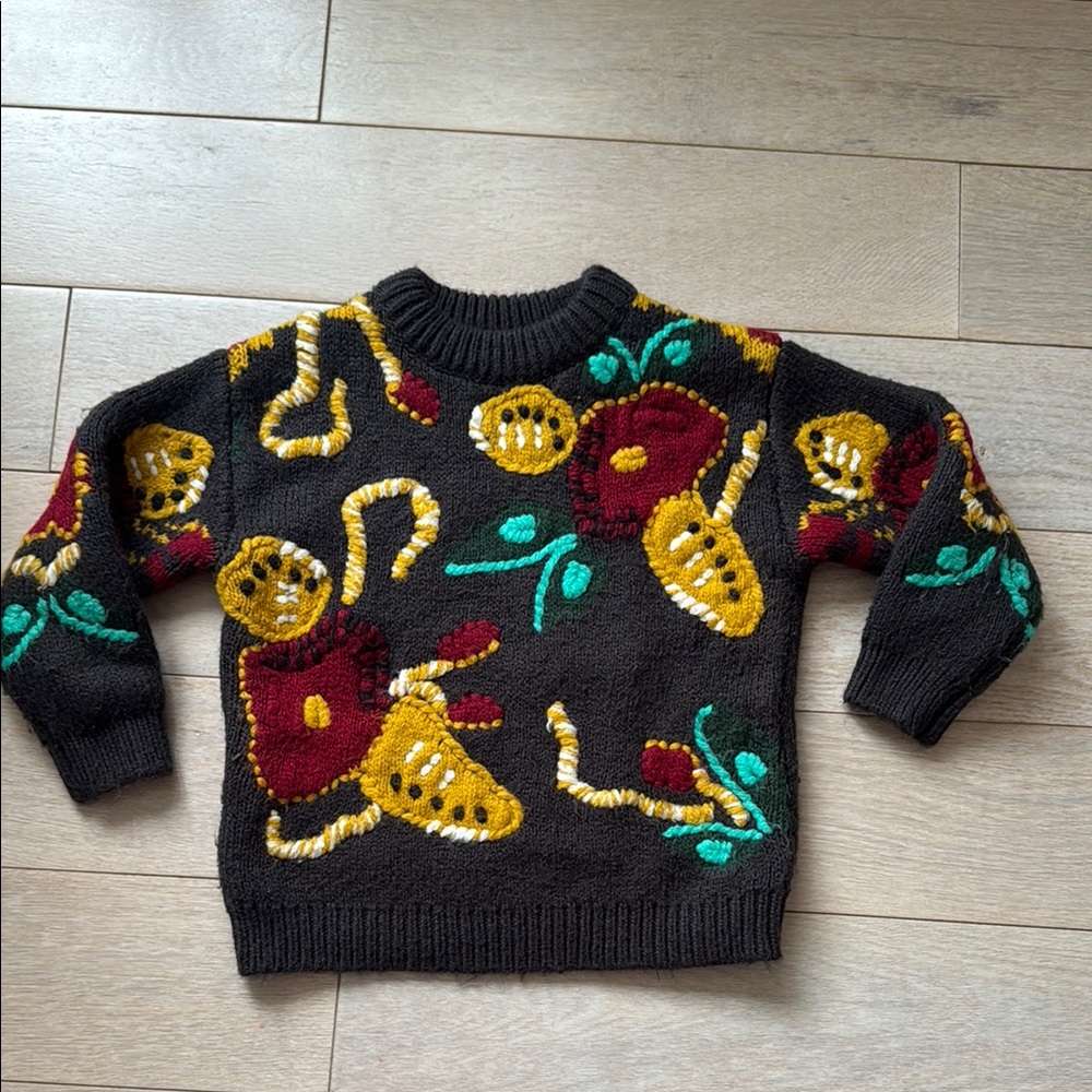Zara Girls’ Floral Embroidery Knit Sweater